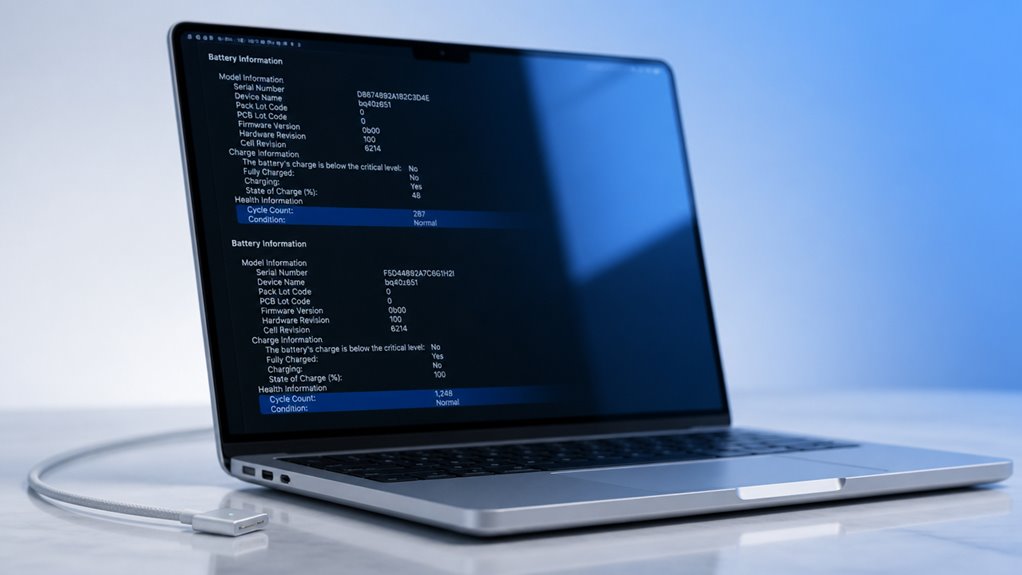 sprawdź cykle ładowania baterii MacBooka