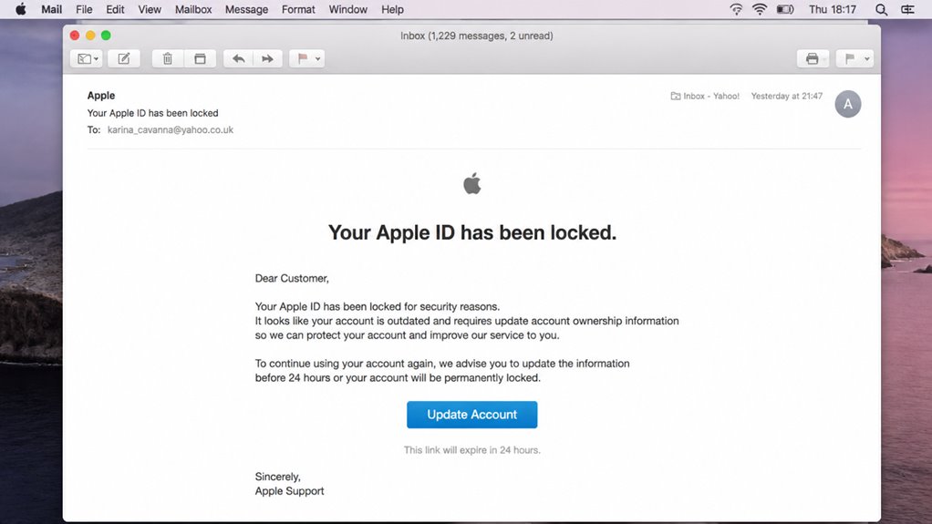 wykrywanie fałszywych e-maili phishingowych od Apple