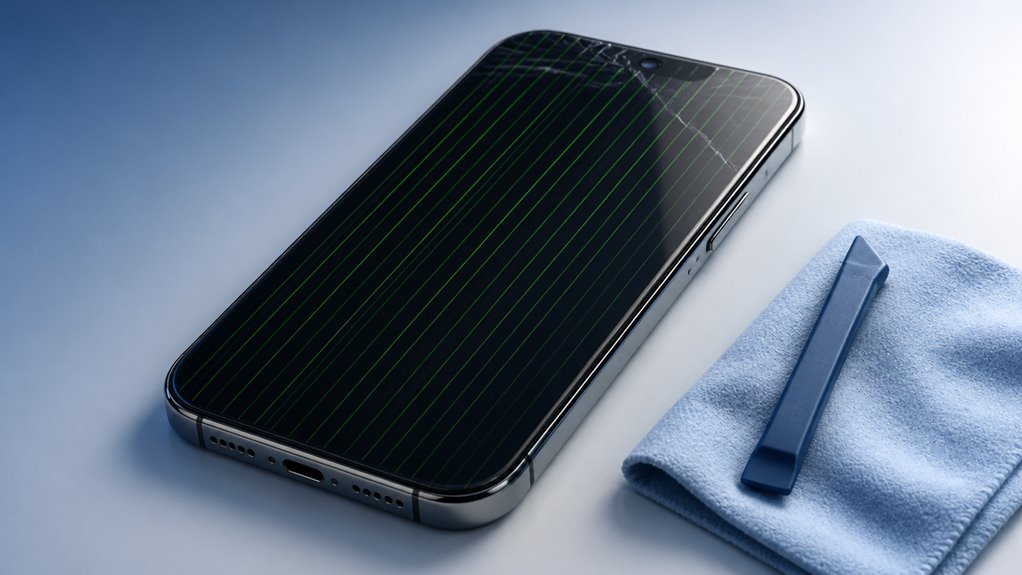 Zielone linie na ekranie iPhone'a